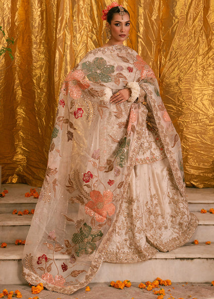 Designer Ivory Embroidered Sharara Dress Online in KSA Riyadh Saudi Arabia Oman Bahrain Qatar