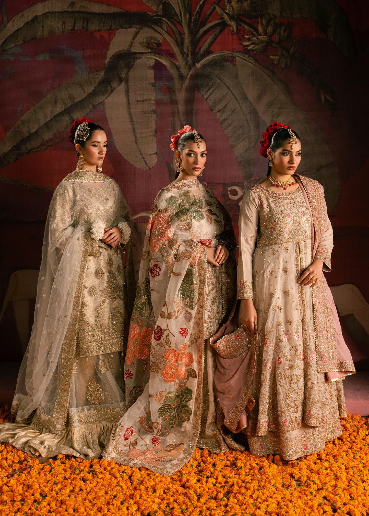 Designer Ivory Hand-Embellished Chiffon Wedding Outfit Online in KSA Riyadh Saudi Arabia Oman Bahrain Qatar