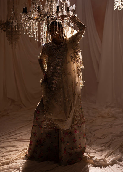 Designer Ivory Sharara Festive Outfit Online in KSA Riyadh Saudi Arabia Oman Bahrain Qatar