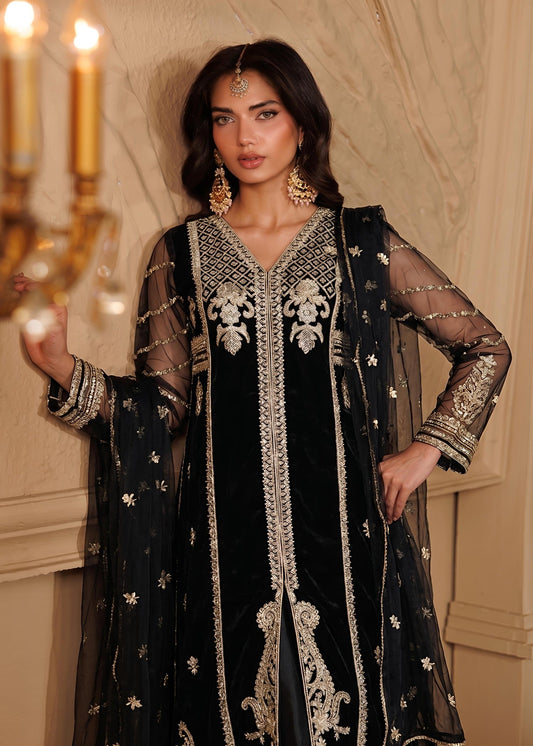 Designer Jet Black Sharara Gharara Online in Dubai DXB UAE Abudhabi Meena Bazaar
