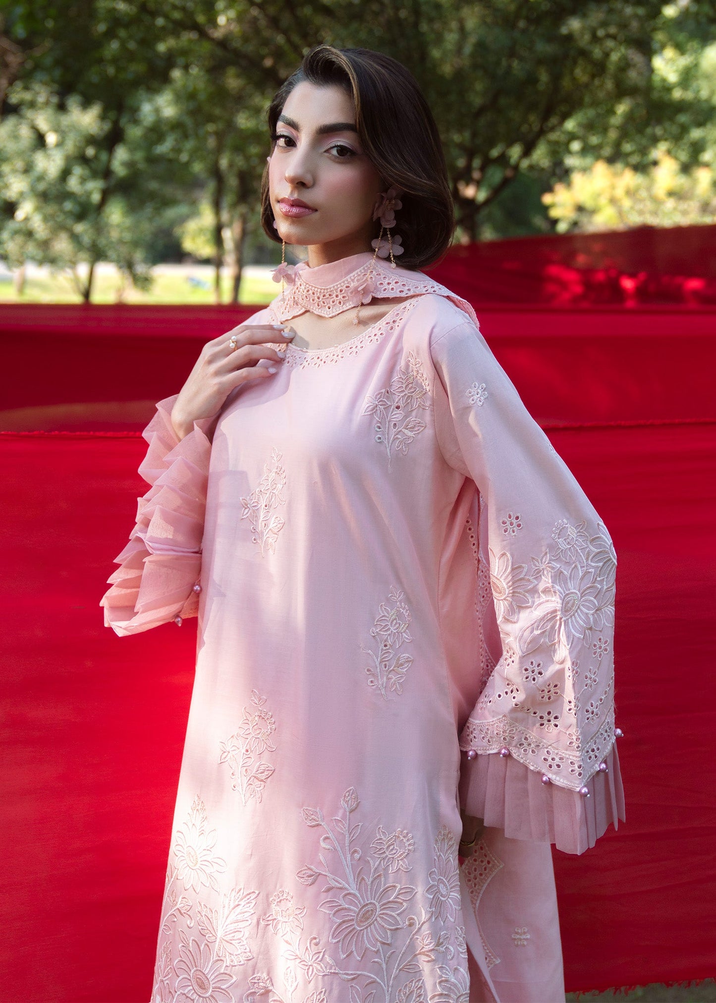 Designer Lawn Suit Pastel Pink Online in Dubai UAE Abudhabi Ajman Sharjah