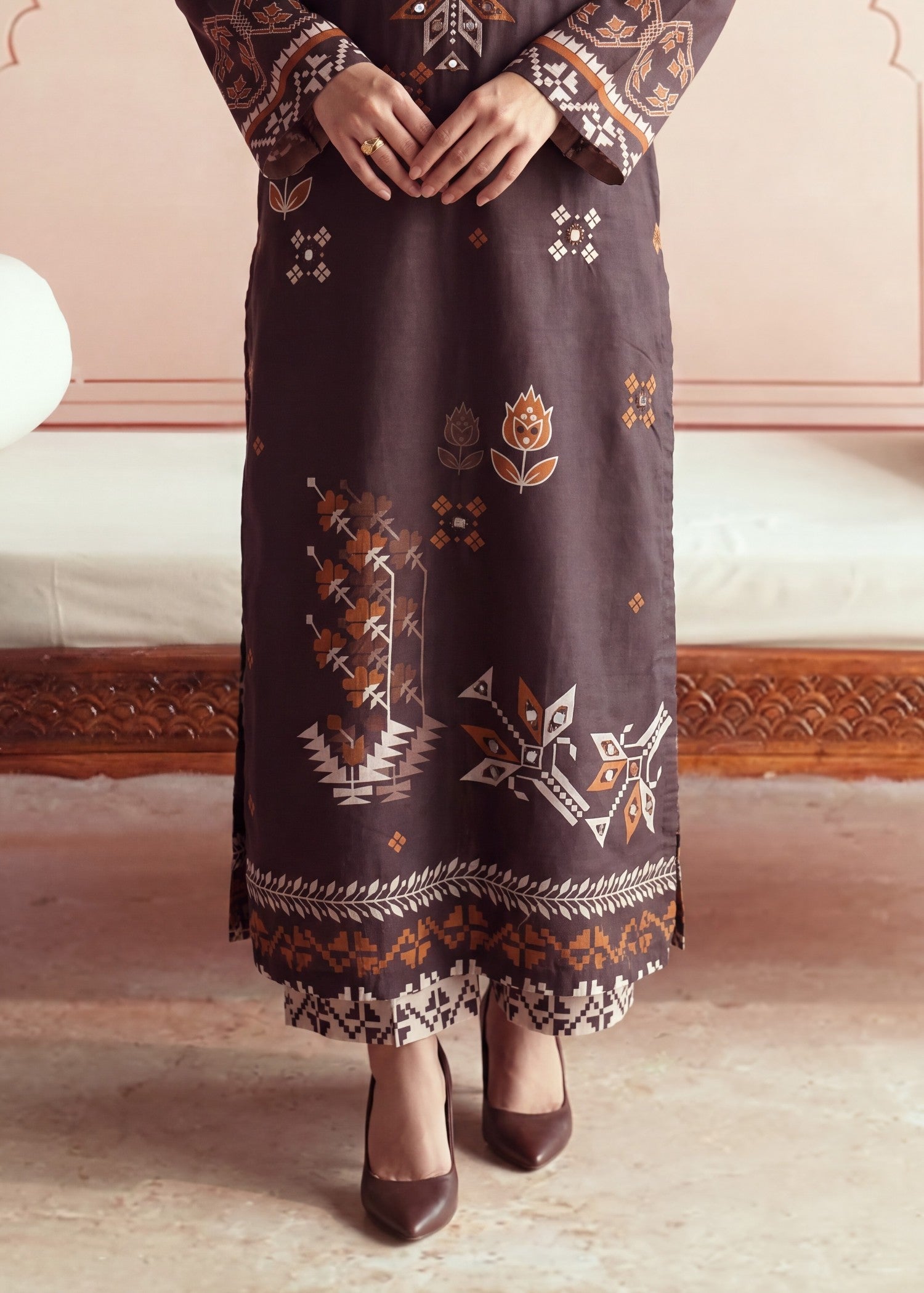 Designer Lawn Suit with Mirror Work Online in Sri Lanka India Australia