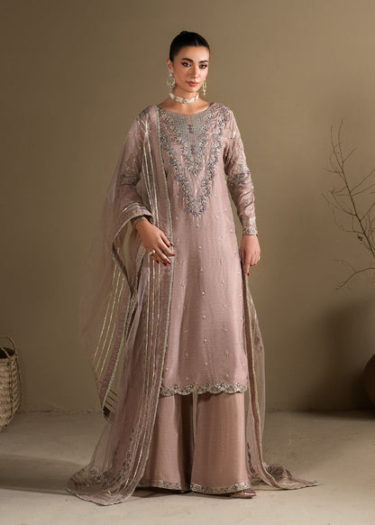 Designer Lilac Embellished Raw Silk Suit Online in UK USA Canada