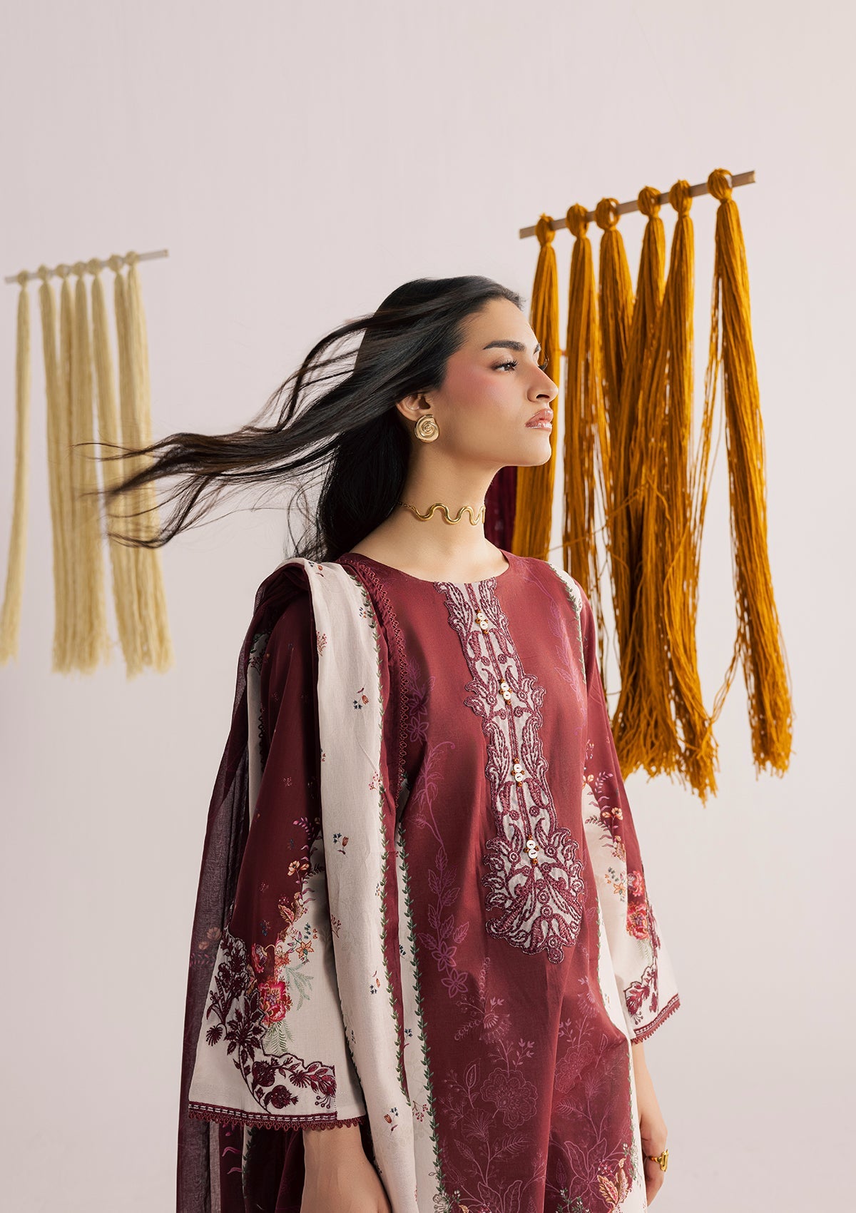 Designer Maroon Embroidered Suit Online in KSA Riyadh Saudi Arabia Oman Bahrain Qatar