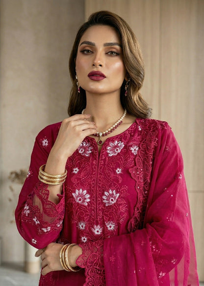 Designer Maroon Lawn Salwar Kameez Online in KSA Riyadh Saudi Arabia Oman Bahrain Qatar