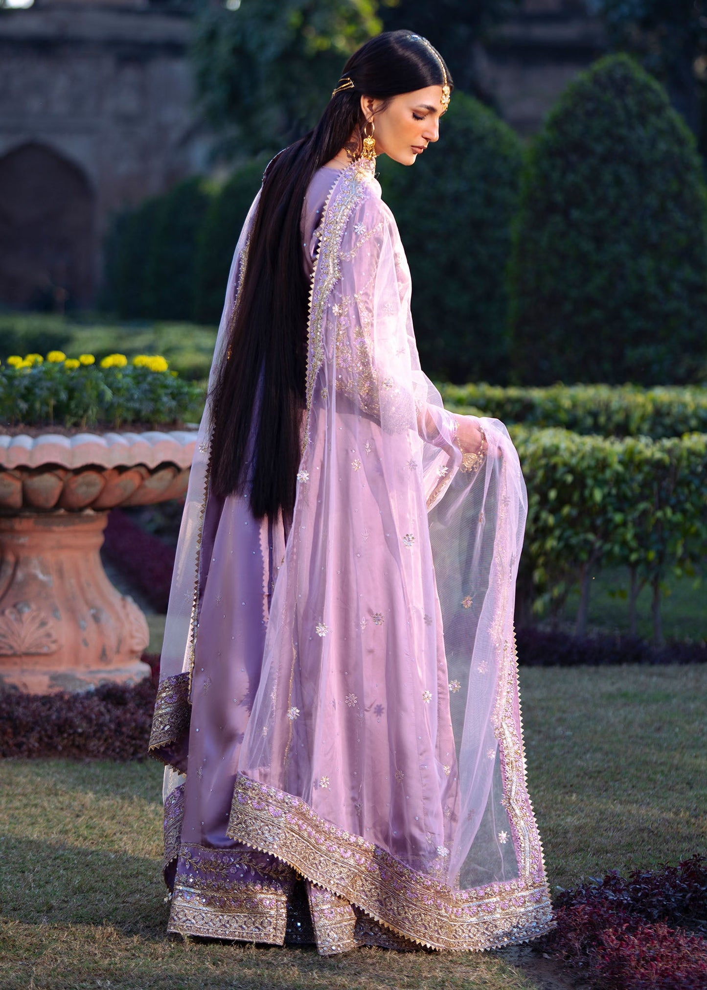 Designer Mauve Charmuse Embroidered Maxi Dress Online in Dubai DXB UAE Abudhabi Meena Bazaar