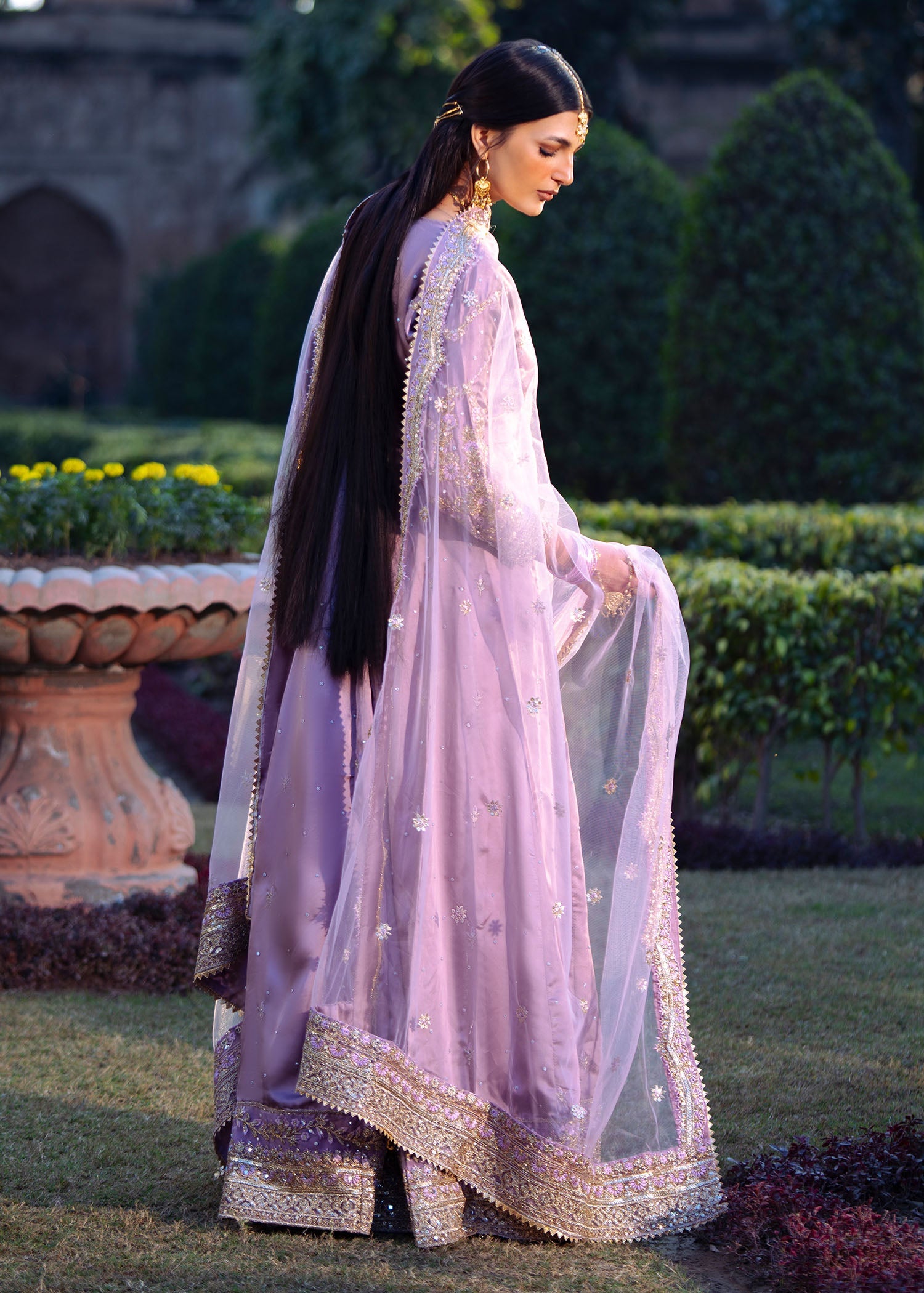 Designer Mauve Charmuse Embroidered Maxi Dress Online in Dubai DXB UAE Abudhabi Meena Bazaar
