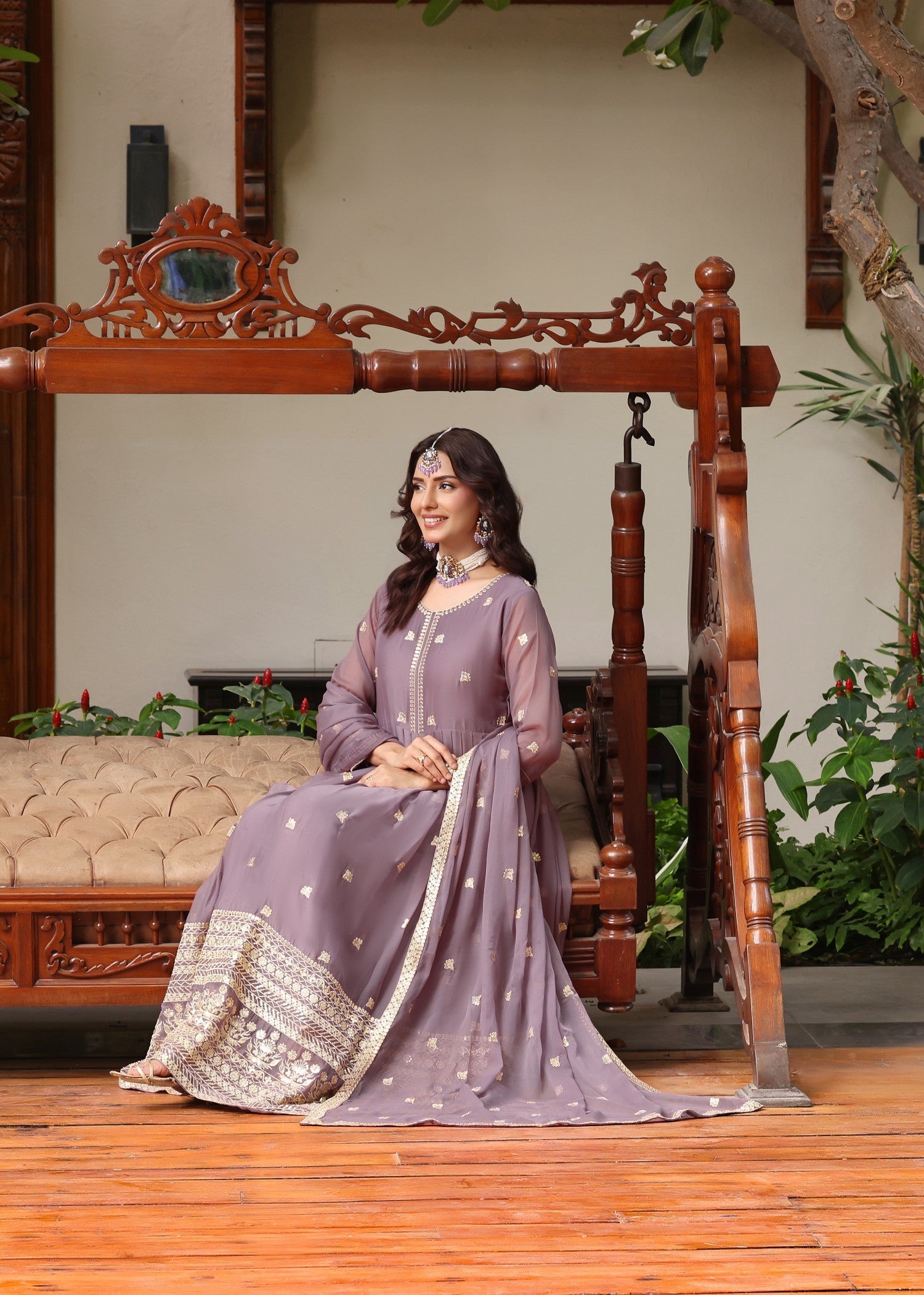 Designer Mauve Pink Embroidered Pishwas Online in UK USA Canada