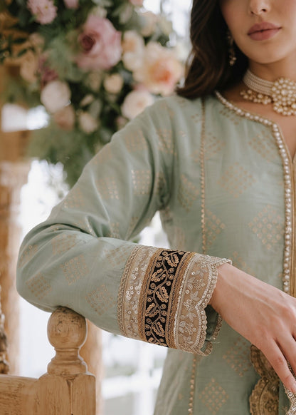 Designer Mint Green Embroidered Cotton Masuri Salwar Suit Online in KSA Riyadh Saudi Arabia Oman Bahrain Qatar