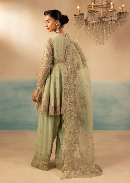 Designer Mint Organza Farshi Shalwar for Women Online in KSA Riyadh Saudi Arabia Oman Bahrain Qatar