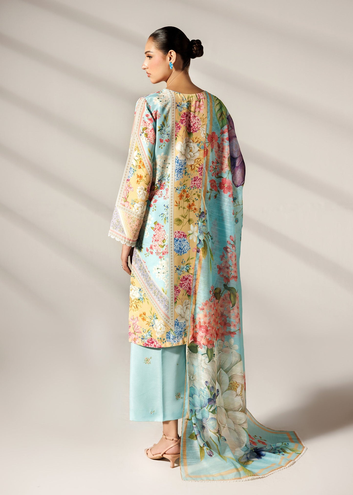 Designer Multi Print Silk Lawn Outfit Online in KSA Riyadh Saudi Arabia Oman Bahrain Qatar