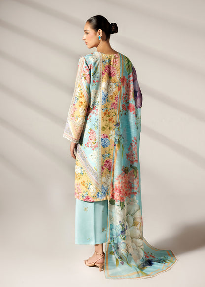 Designer Multi Print Silk Lawn Outfit Online in KSA Riyadh Saudi Arabia Oman Bahrain Qatar