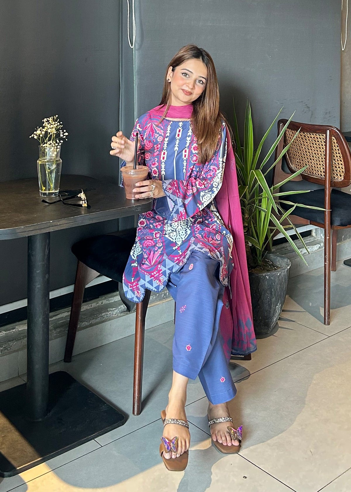 Designer Multi Raw Silk Printed Salwar Kameez Online in KSA Riyadh Saudi Arabia Oman Bahrain Qatar