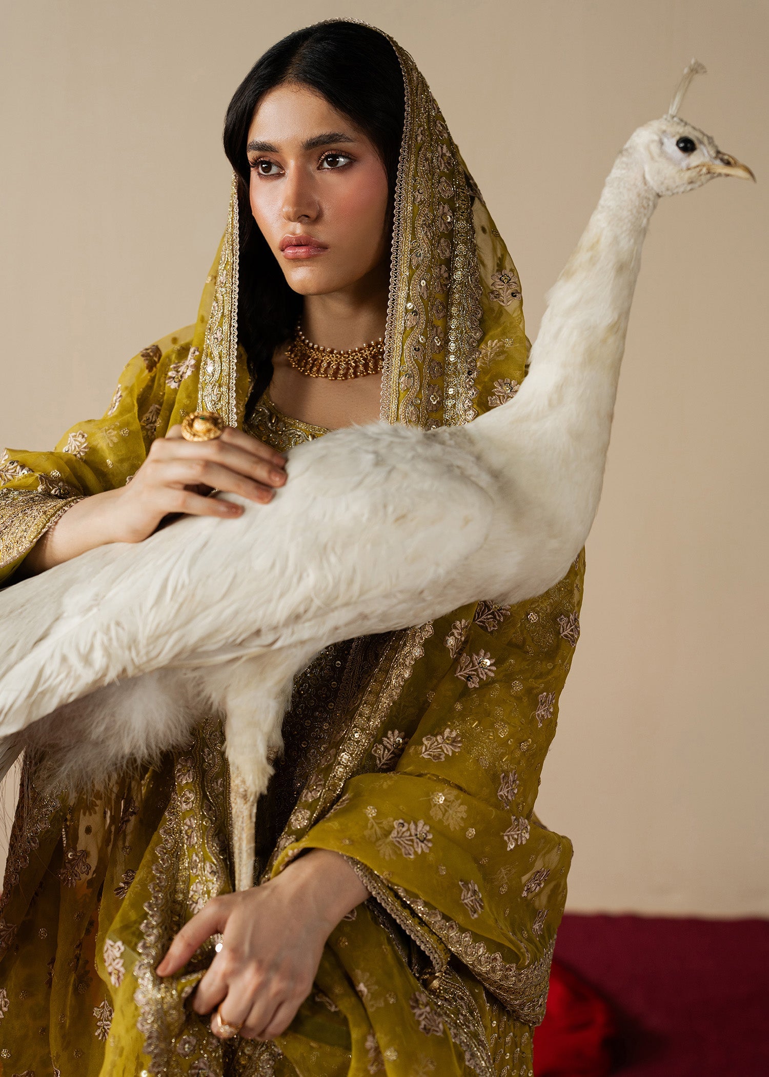 Designer Mustard Embroidered Organza Party Wear Suit Online in Dubai UAE Abudhabi Ajman Sharjah