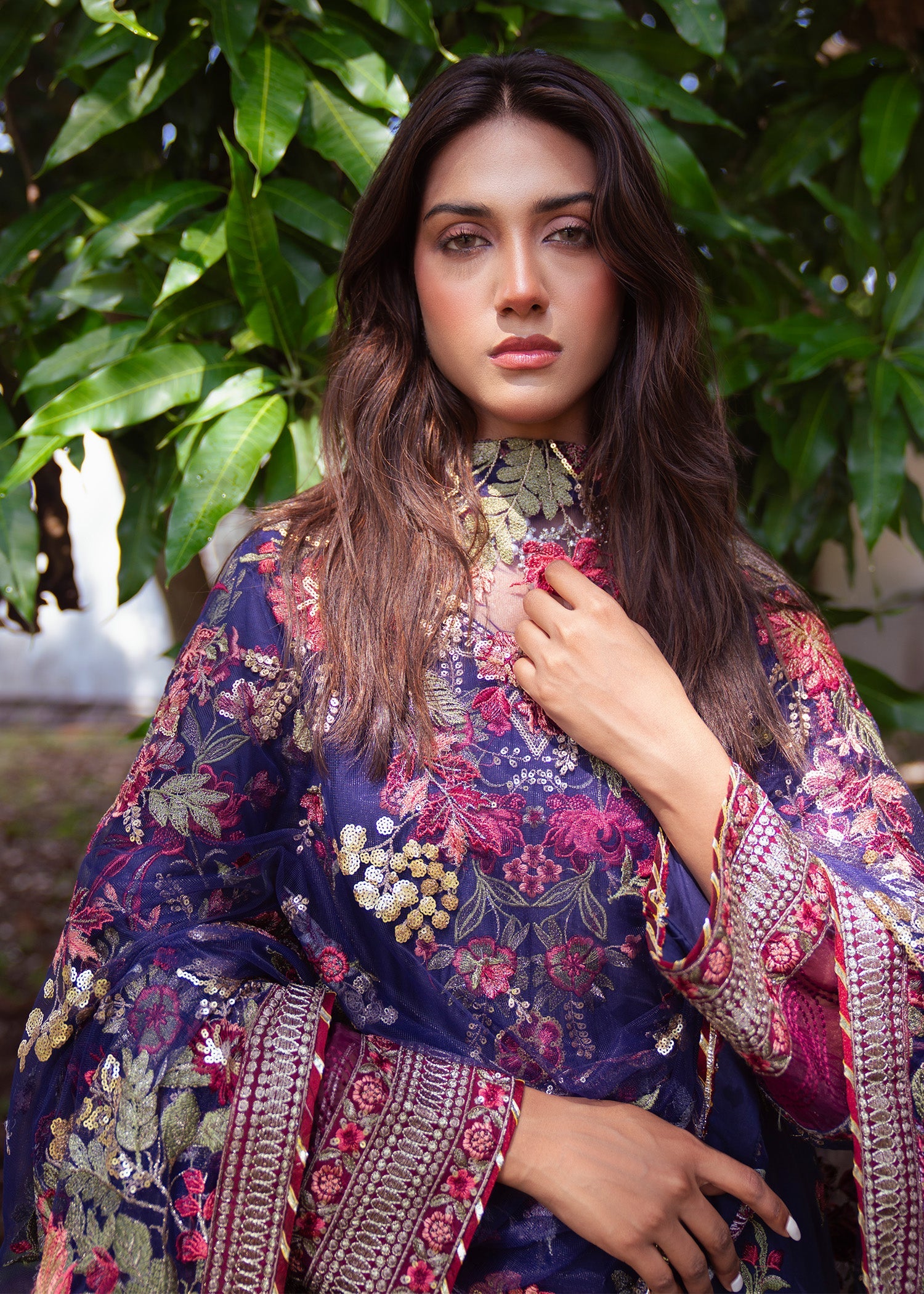 Designer Navy Blue Embroidered Salwar Kameez Online in KSA Riyadh Saudi Arabia Oman Bahrain Qatar