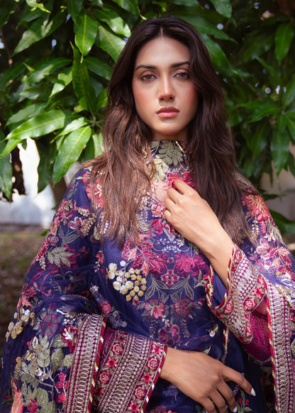 Designer Navy Blue Embroidered Salwar Kameez Online in KSA Riyadh Saudi Arabia Oman Bahrain Qatar