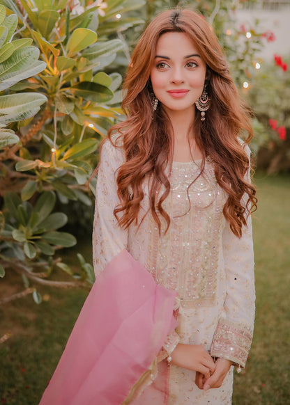 Designer Off-White Chiffon Gharara Outfit Online in Dubai DXB UAE Abudhabi Meena Bazaar