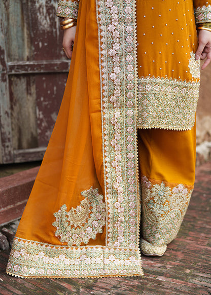 Designer Orange Chiffon Embroidered Suit Online in KSA Riyadh Saudi Arabia Oman Bahrain Qatar