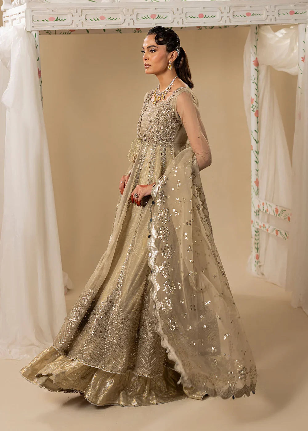Designer Organza Flared Maxi Trouser Dupatta Online in Dubai UAE Abudhabi Ajman Sharjah