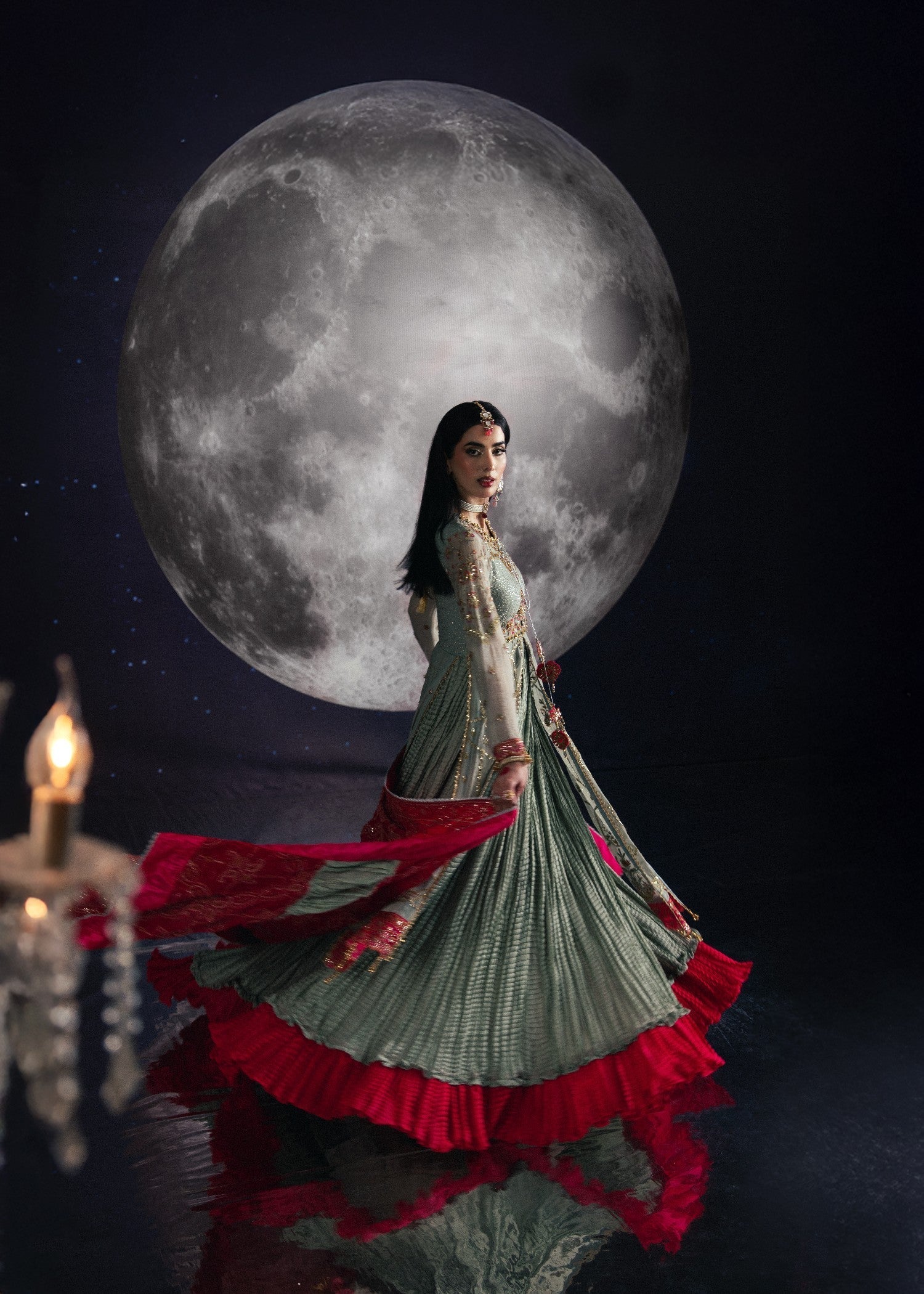 Designer Pastel Green Chiffon Wedding Guest Outfit Online in KSA Riyadh Saudi Arabia Oman Bahrain Qatar
