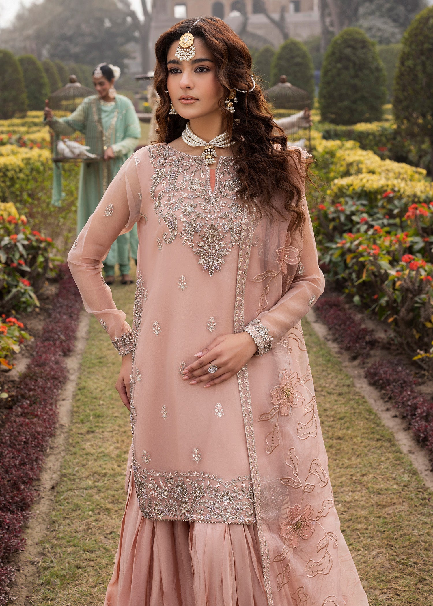 Designer Peach Orange Gharara Dress Material Online in Sri Lanka India Australia