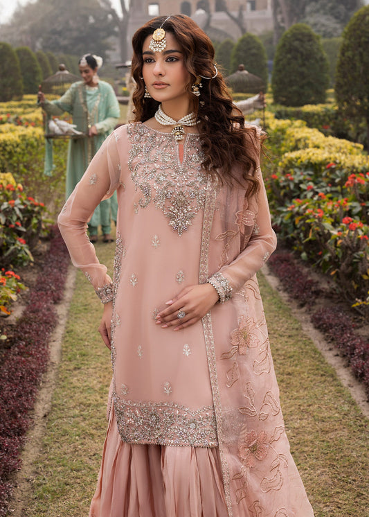 Designer Peach Orange Gharara Dress Material Online in Sri Lanka India Australia