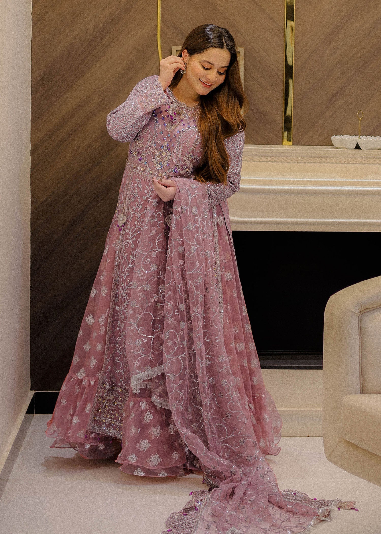Designer Pink Net Lehenga for Wedding Online in KSA Riyadh Saudi Arabia Oman Bahrain Qatar