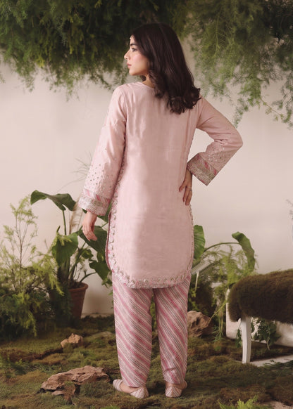 Designer Pink Organza Embroidered Suit Online in KSA Riyadh Saudi Arabia Oman Bahrain Qatar