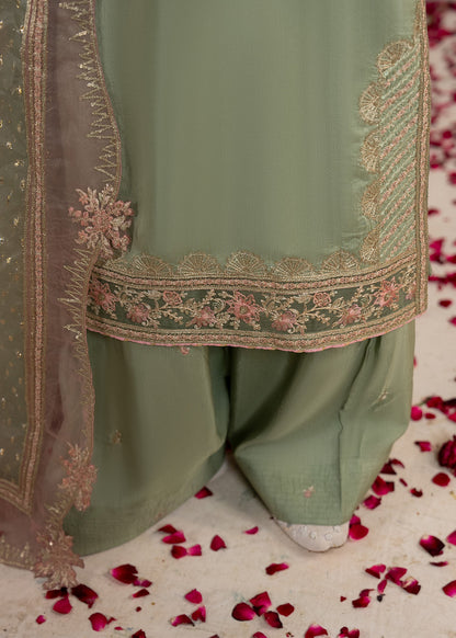 Designer Pistachio Green Farshi Shalwar Online in Dubai DXB UAE Abudhabi Meena Bazaar
