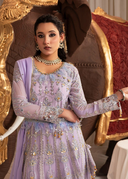 Designer Purple Ash Chiffon Maxi Suit Online in UK USA Canada