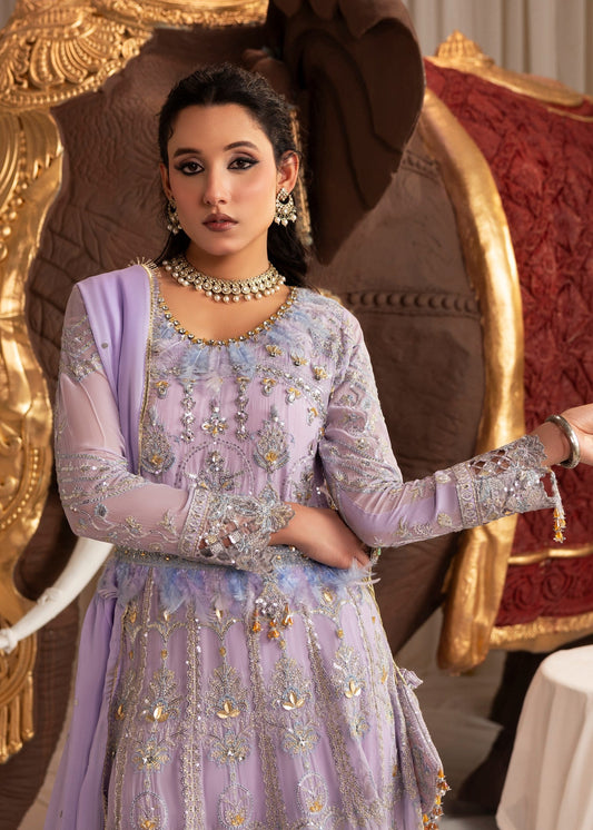 Designer Purple Ash Chiffon Maxi Suit Online in UK USA Canada