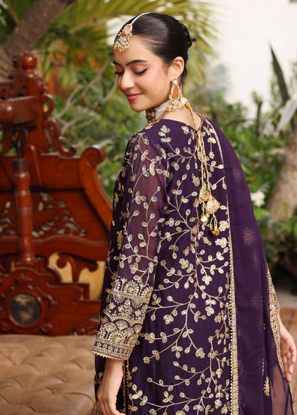 Designer Purple Chiffon Gharara for Women Online in KSA Riyadh Saudi Arabia Oman Bahrain Qatar