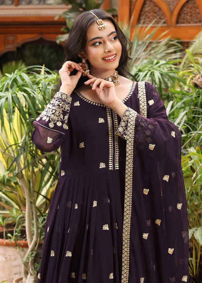 Designer Purple Chiffon Pishwas for Women Online in KSA Riyadh Saudi Arabia Oman Bahrain Qatar