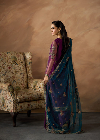 Designer Purple Embellished Net Suit for Women Online in KSA Riyadh Saudi Arabia Oman Bahrain Qatar