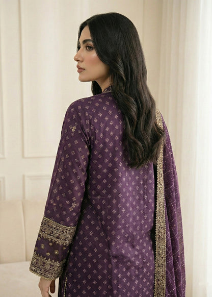 Designer Purple Embroidered Farshi Shalwar Suit Online in KSA Riyadh Saudi Arabia Oman Bahrain Qatar