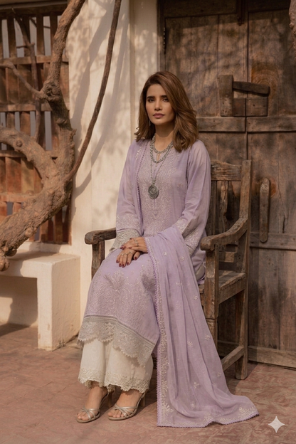 Designer Purple Lawn Suit with Dupatta Online in UK USA Canada
