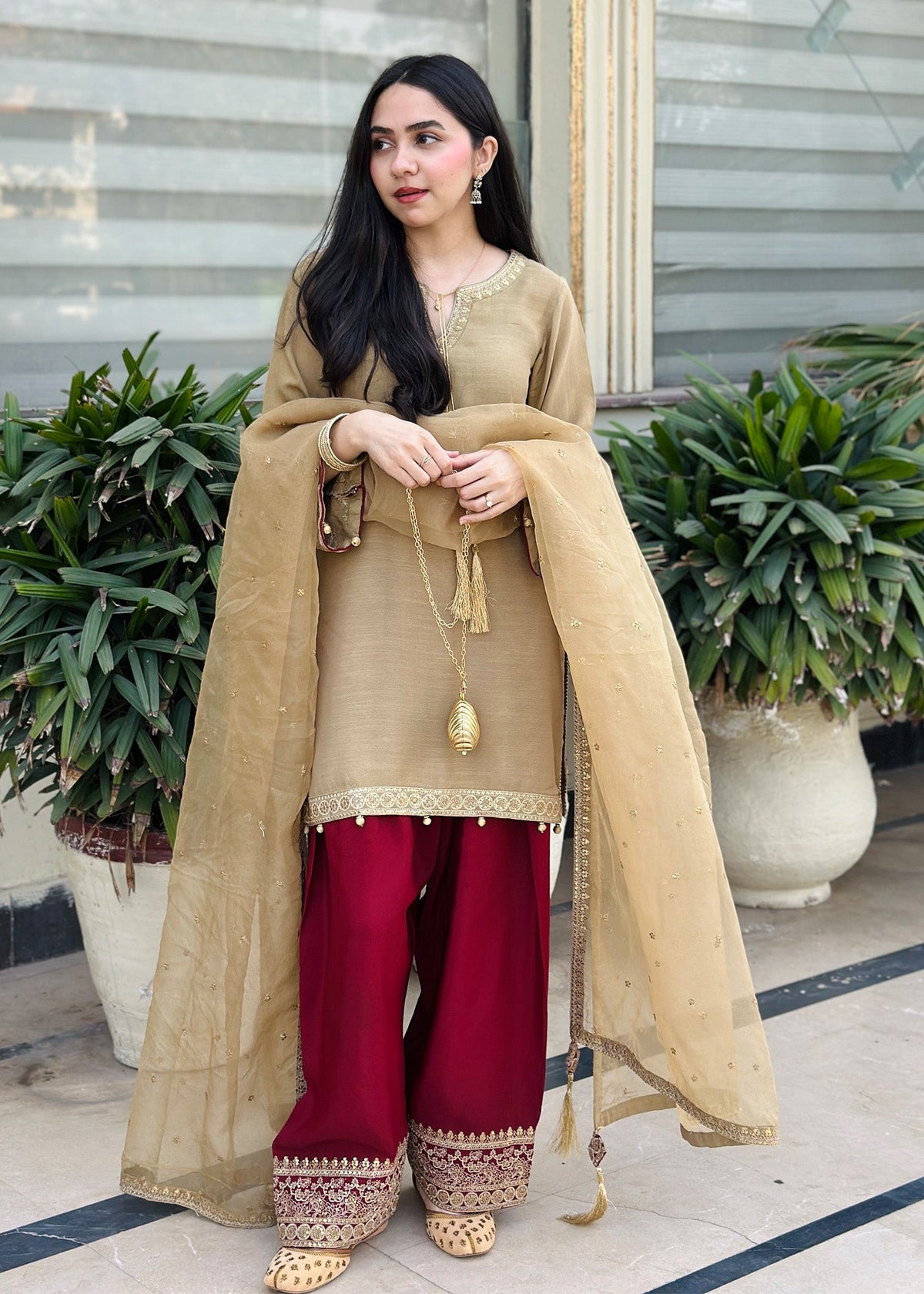 Designer Raw Silk Farshi Shalwar Embroidered Online in KSA Riyadh Saudi Arabia Oman Bahrain Qatar