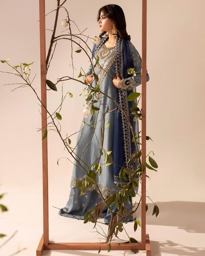 Designer Raw Silk Ice Blue Sharara Gharara Online in Dubai UAE Abudhabi Ajman Sharjah
