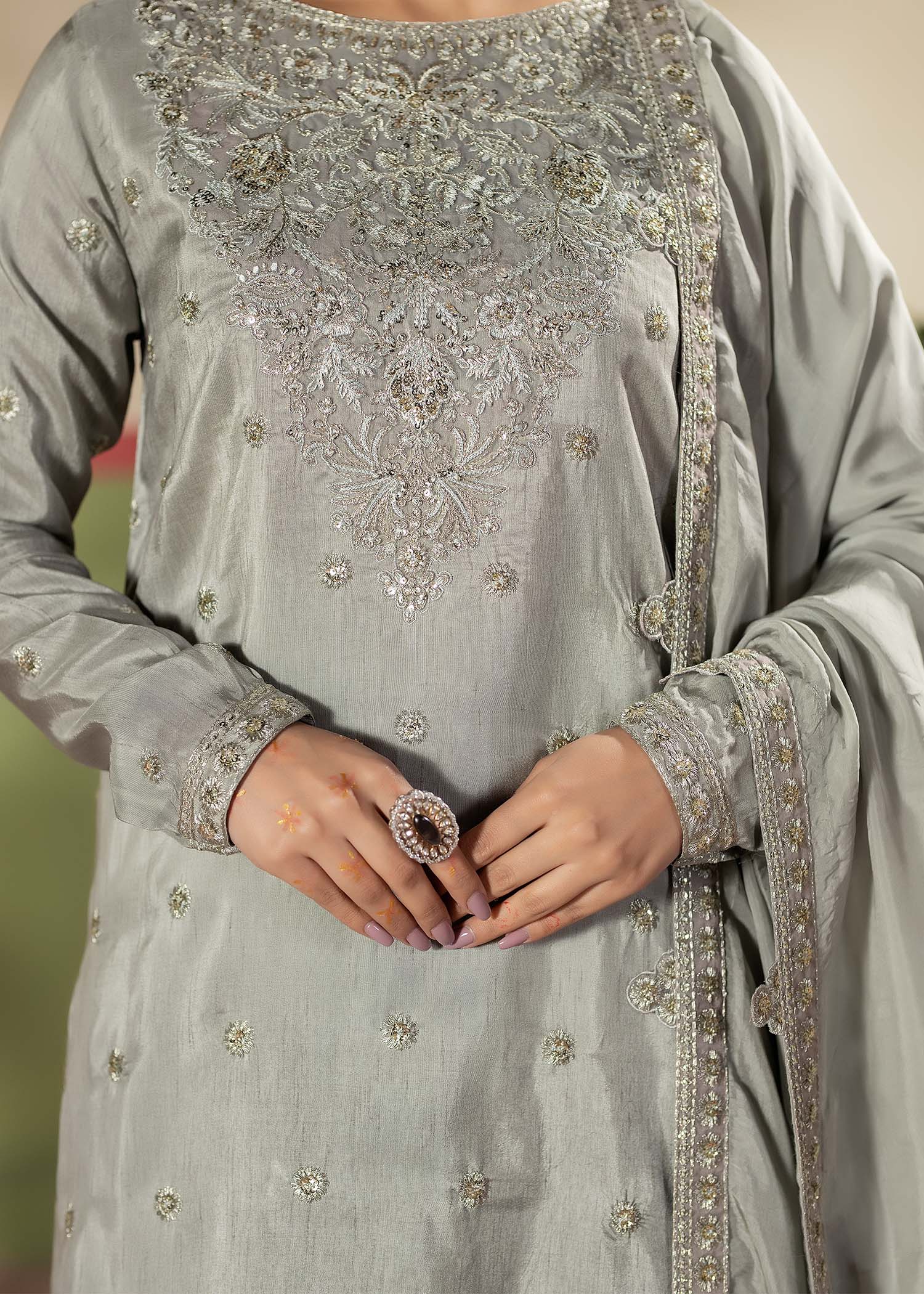 Designer Raw Silk Sharara Suit Online in Dubai UAE Abudhabi Ajman Sharjah