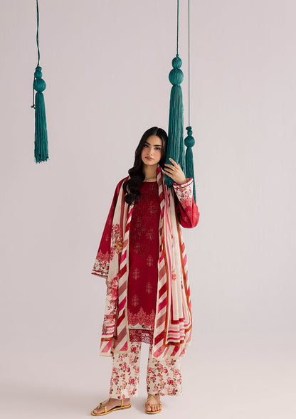 Designer Red Lawn Kurta Set Online in KSA Riyadh Saudi Arabia Oman Bahrain Qatar