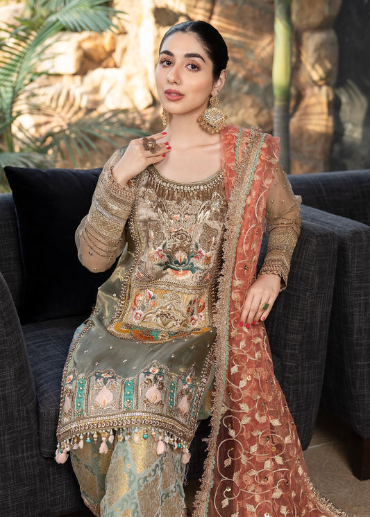 Designer Sage Green Masuri Kurta with Shalwar Online in Sri Lanka India Australia