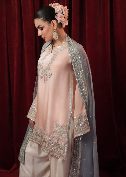 Designer Salwar Suit Peach Silk Embroidered Online in Sri Lanka India Australia