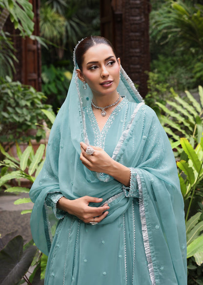 Designer Sea Green Festive Wear Pishwas Online in KSA Riyadh Saudi Arabia Oman Bahrain Qatar