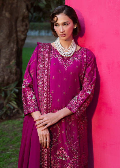 Designer Shocking Pink Lawn 3 Piece Suit Online in KSA Riyadh Saudi Arabia Oman Bahrain Qatar
