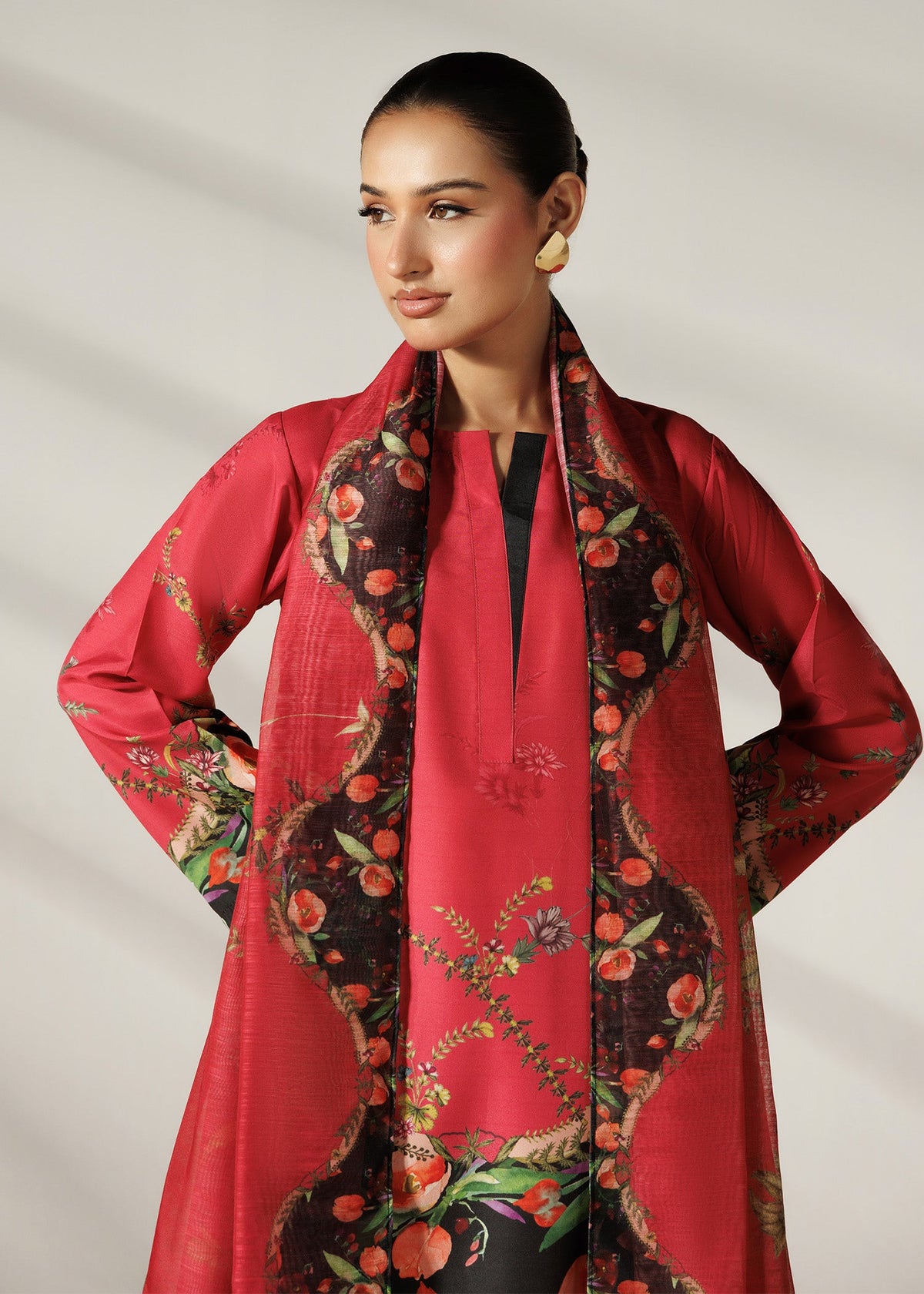 Designer Silk Lawn Printed 3 Piece Outfit Online in Dubai DXB UAE Abudhabi Meena Bazaar