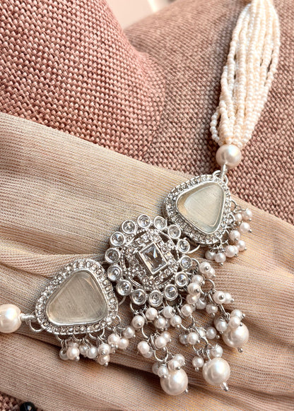 Designer Silver Choker Necklace Set Online in KSA Riyadh Saudi Arabia Oman Bahrain Qatar