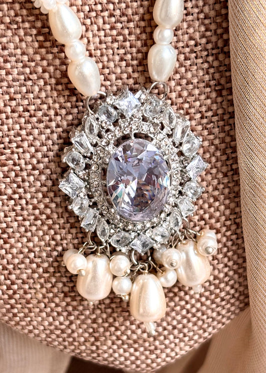 Designer Silver Mala Set with Earrings Online in UK USA Canada