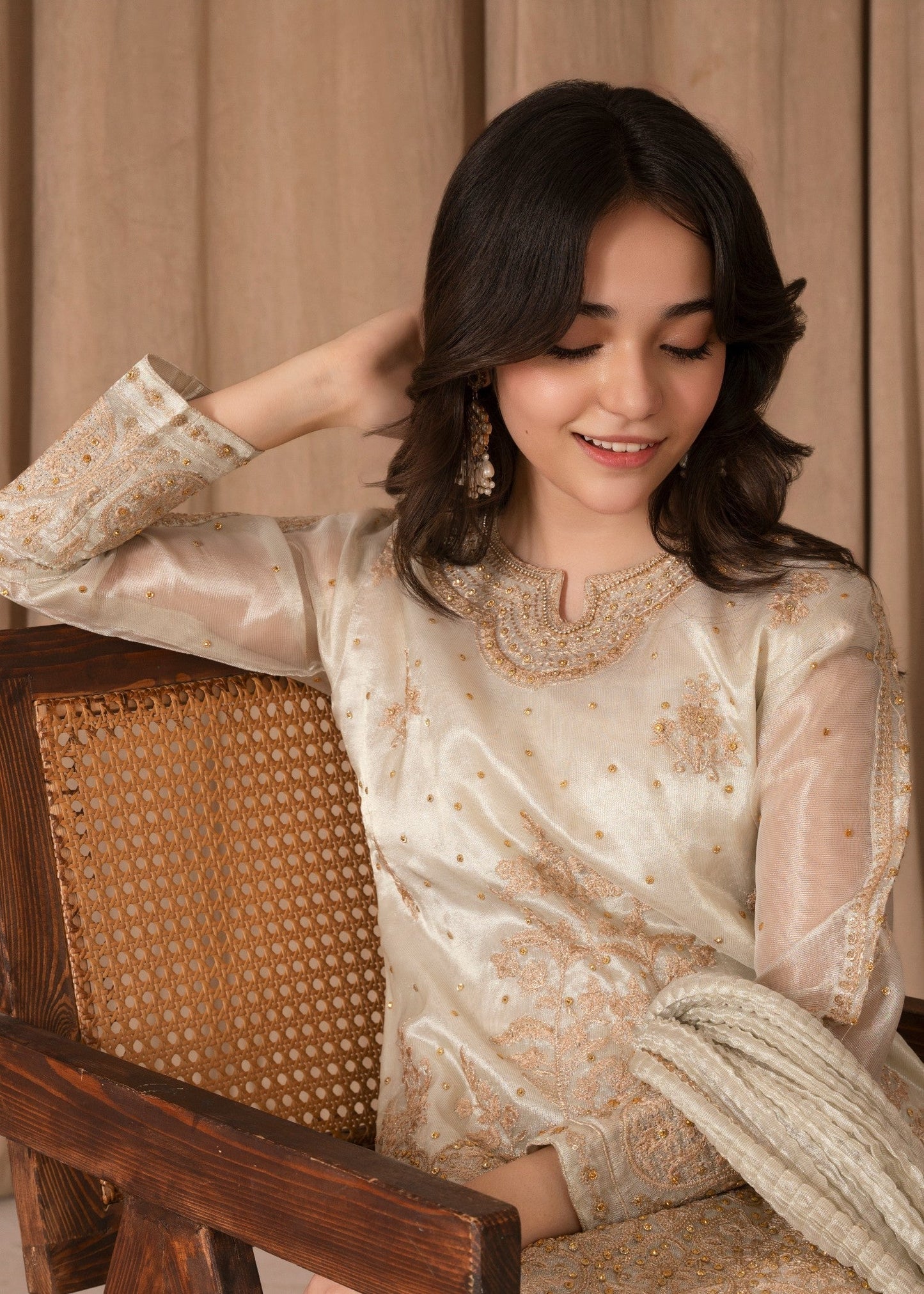 Designer Tissue Gharara Set Ivory Online in Sri Lanka India Australia