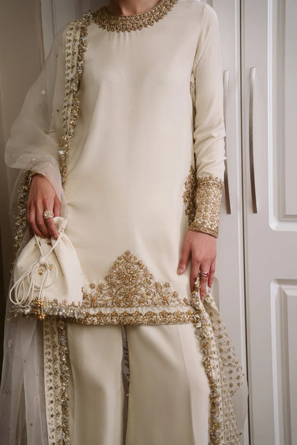Designer White Velvet Shalwar Kameez Online in UK USA Canada