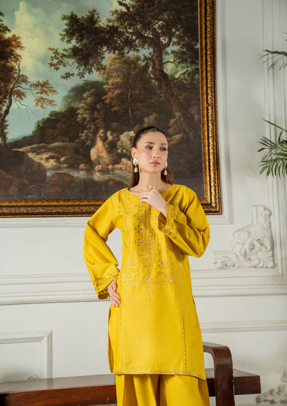 Designer Yellow Embroidered Cotton Lawn Suit Online in Sri Lanka India Australia
